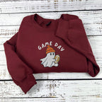 Embroidered Ghost Football Shirt, Football Game Day Sweatshirt - Hoodie, Game Day Tee, Halloween Football