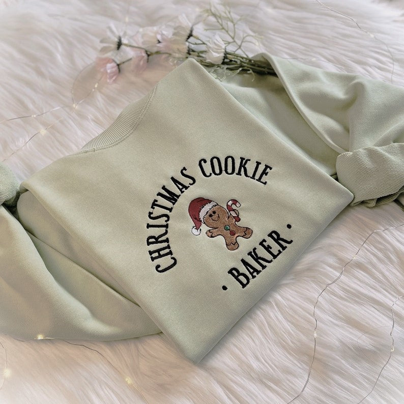 Embroidered Christmas Cookie Baker Gingerbread Sweatshirt | Embroidered Christmas Hoodie | Funny Christmas Sweatshirt | Crew Neck Sweatshirt il_794xN.5449093750_rd94.jpg