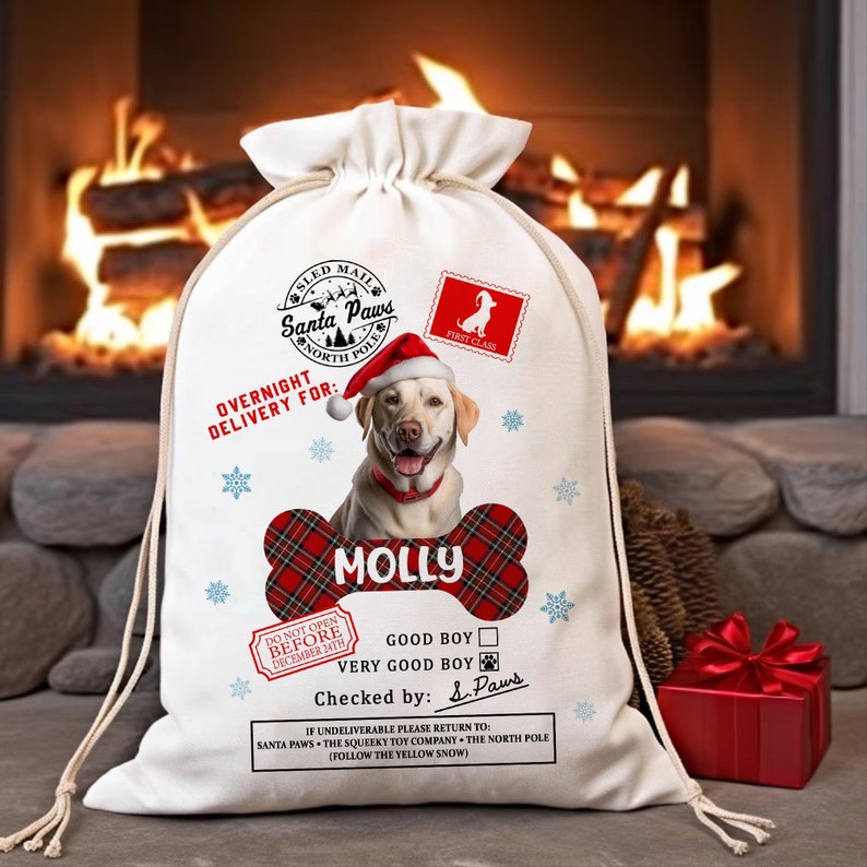 Personalized Photo Christmas Santa Sack For Christmas, Christmas Gifts Bags For Pets, Christmas Present Sack, Christmas Sack for Dogs Cats il_794xN.5452087638_qt75.jpg