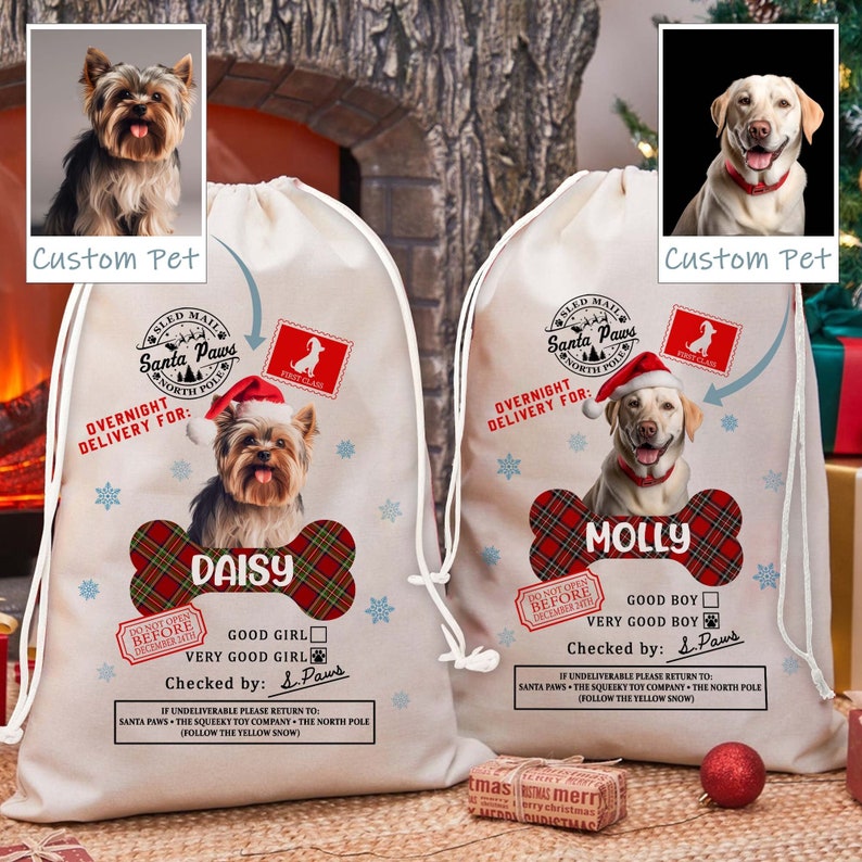 Personalized Photo Christmas Santa Sack For Christmas, Christmas Gifts Bags For Pets, Christmas Present Sack, Christmas Sack for Dogs Cats il_794xN.5452092190_24w5.jpg
