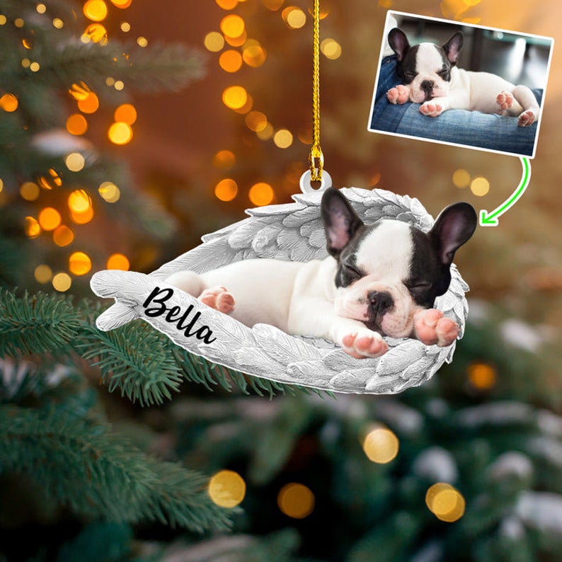 Personalized Photo Dog Loss Memorial Ornament, Sleeping Pet Within Angel Wings, Loss Pet Gifts, Dog Lovers Gift, Custom Pet Ornament Gift il_794xN.5456064717_pn3n.jpg