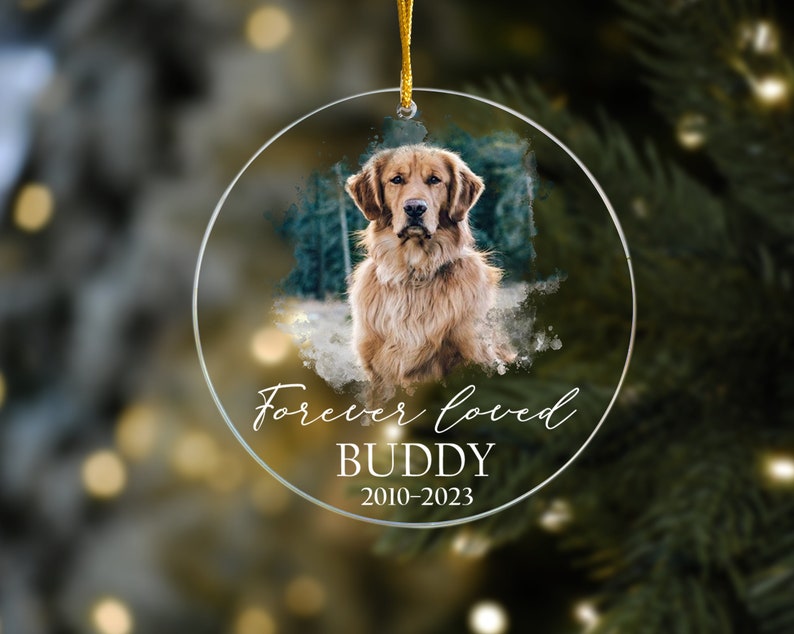 Custom Dog Photo Ornament, Dog Memorial Ornament, Personalized Dog Ornament, Forever Loved Dog Ornament, Pet Loss Keepsake,Dog Memorial Gift il_794xN.5470381067_iaqe.jpg