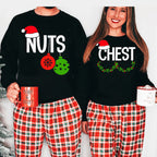 Chest Nuts Christmas Sweatshirts Couples Christmas Shirts Family Holiday Hoodie Boyfriend Christmas Gift for Couple Ugly Christmas Sweater