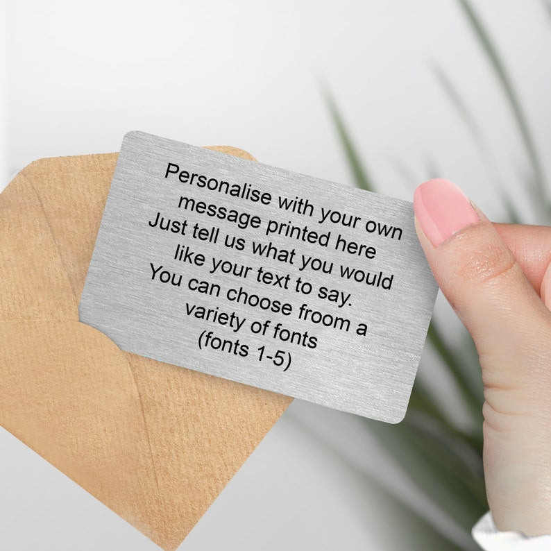 Personalised Metal Wallet Card - Add any text custom card - Keepsake Gift For Him, Boyfriend, Husband, Valentines, Anniversary - own text il_794xN.5503577363_30r5.jpg