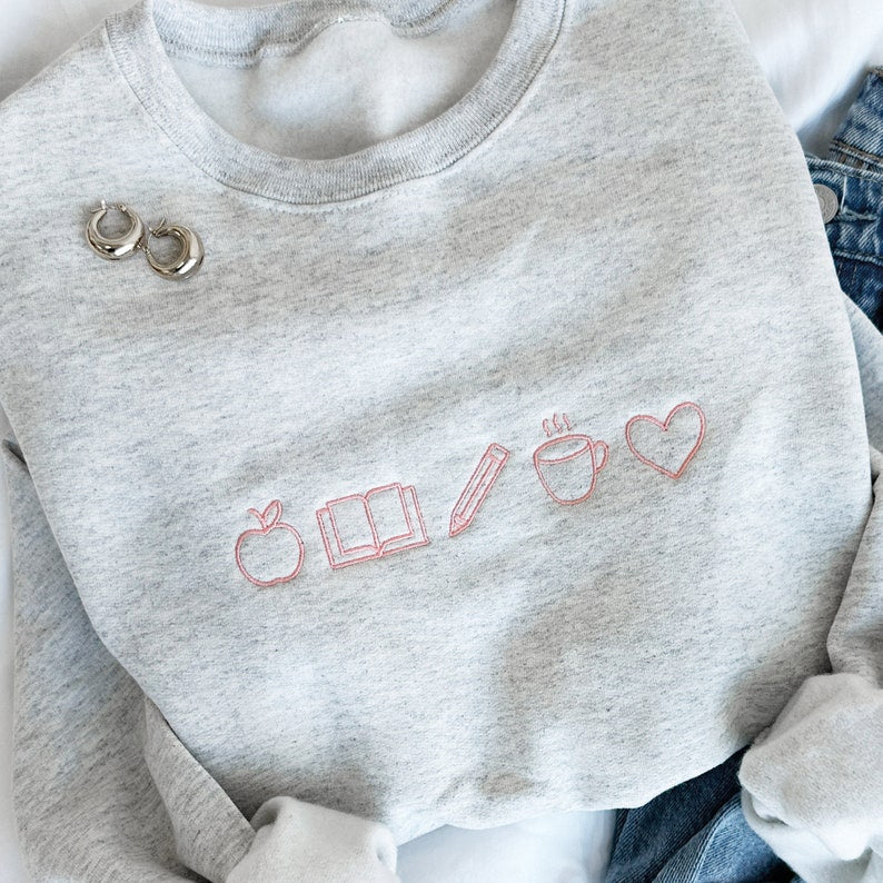 Embroidered Teacher Life Crewneck Sweatshirt with Cute Teacher Icons| Perfect Personalized Gift For Teachers Week | Teacher Life il_794xN.5610068842_tjsu.jpg?v=1743397406