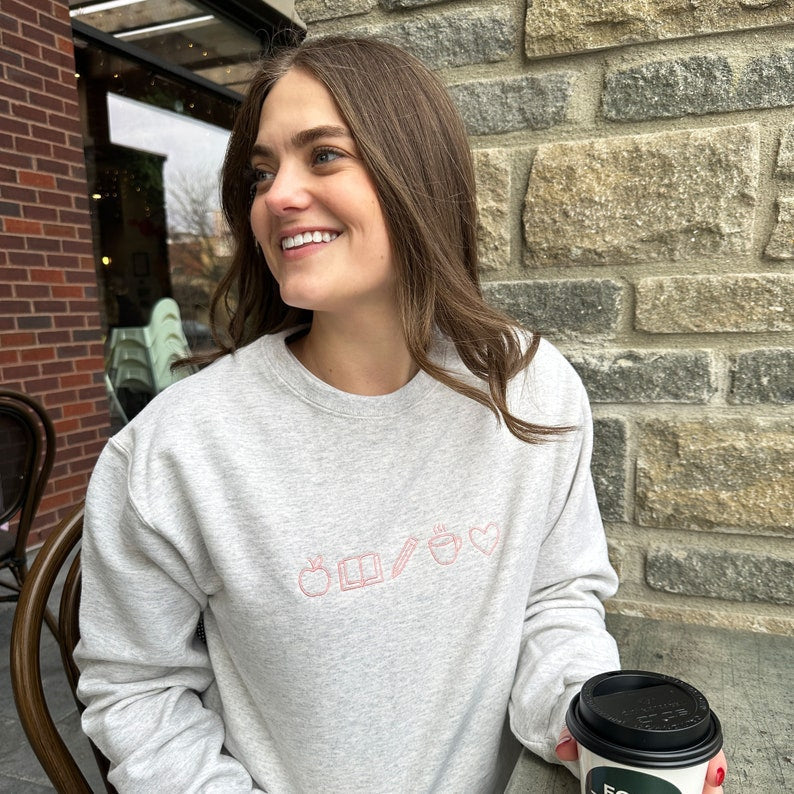 Embroidered Teacher Life Crewneck Sweatshirt with Cute Teacher Icons| Perfect Personalized Gift For Teachers Week | Teacher Life il_794xN.5623872034_p9ch.jpg?v=1743397406