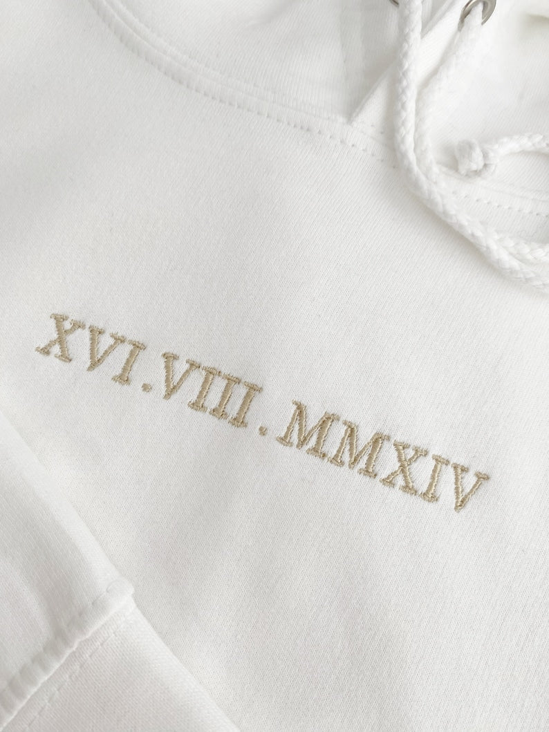Customised embroidered Couple hoodie, Roman Numerals hoodie, Anniversary Date, Wedding Date, valentines Day Matching Couples Sweatshirt il_794xN.5657318446_40hr.jpg