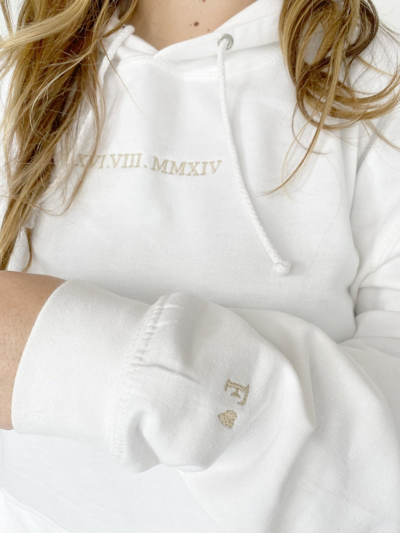 Customised embroidered Couple hoodie, Roman Numerals hoodie, Anniversary Date, Wedding Date, valentines Day Matching Couples Sweatshirt il_794xN.5657318472_2iye.jpg