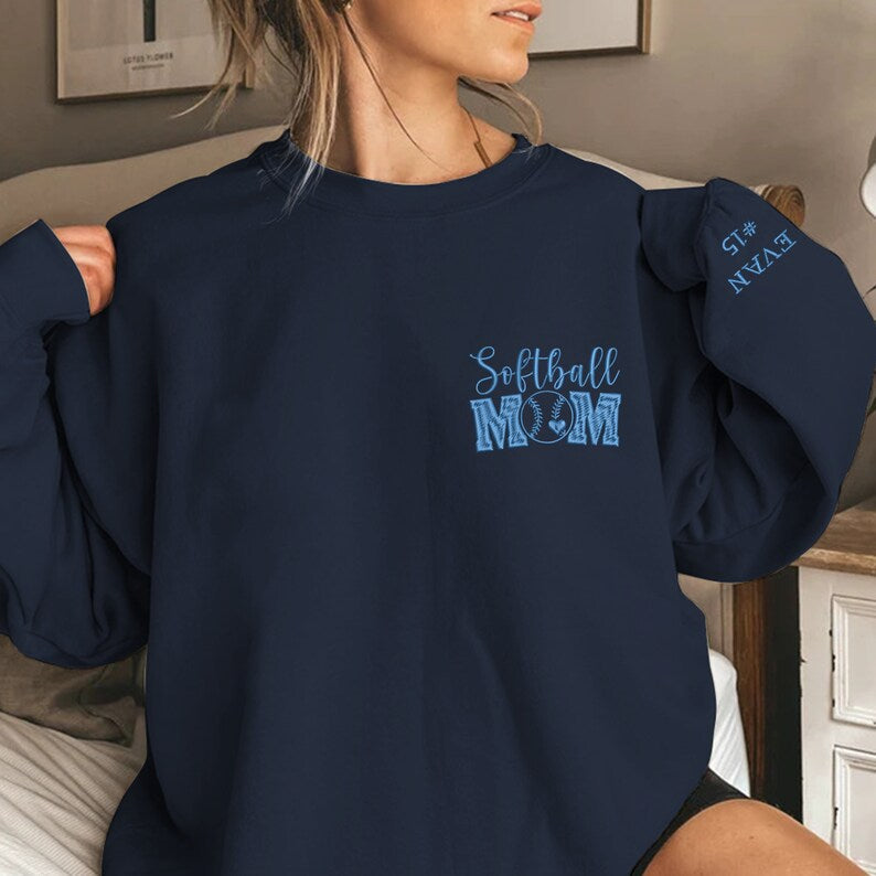 Custom Embroidered Softball Mom Shirt, Softball Mom Shirt with Name and Number on Sleeve, Proud Senior Softball Mom il_794xN.5695636283_8m8g.jpg