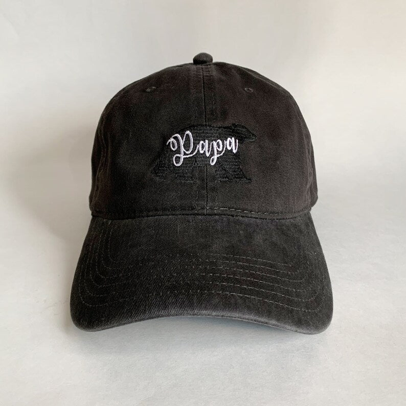 Papa Bear Embroidered Dad Hat Vintage Denim Adjustable Baseball Cap for Fathers, Cool Casual Gift for Dad, Outdoor Adventure Style Father's Day Present