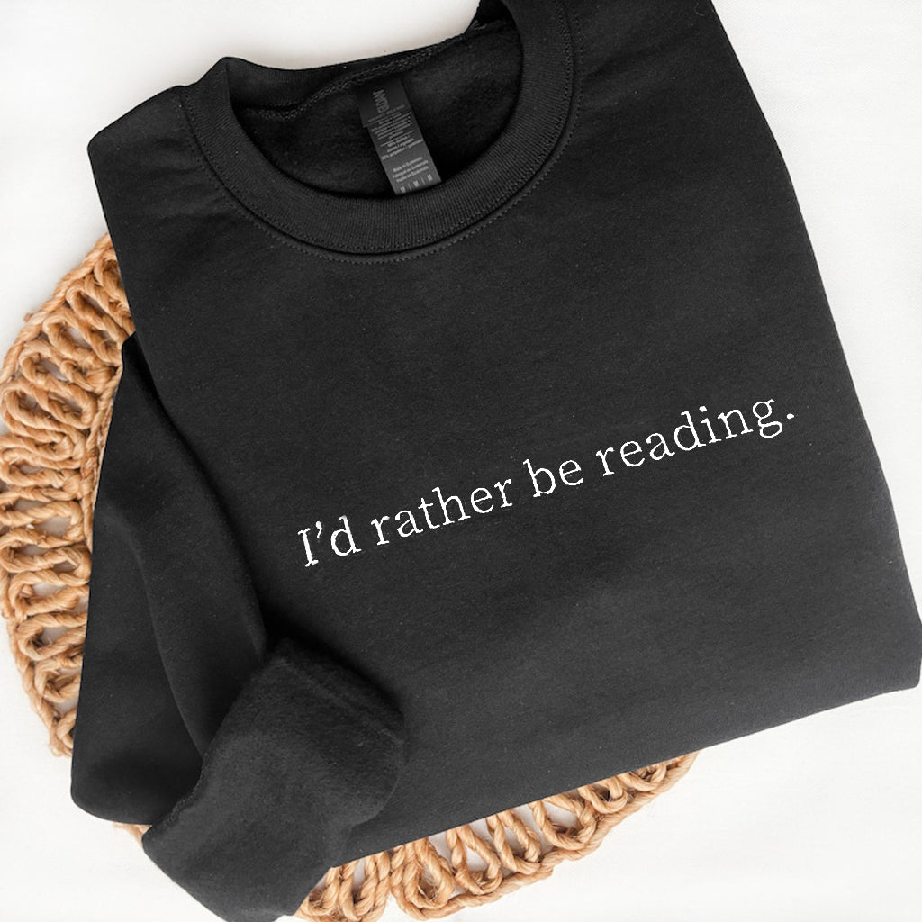 I'd Rather Be Reading Embroidered Sweatshirt for Book Lover Sweatshirt, Minimalist Book Sweatshirt, Book Club Gift, Bookish Sweatshirt, Read
