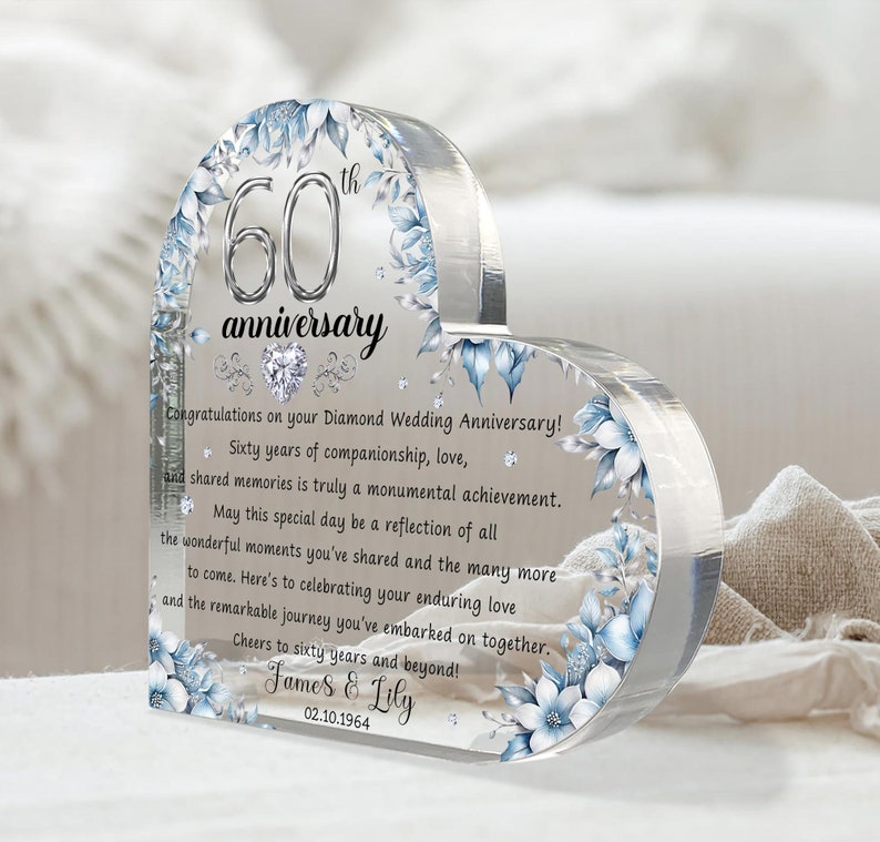 Personalized 60th Wedding Anniversary Gift Heart Acrylic Plaque, 60th Diamond Wedding Gifts For Parents, Grandparents, 60th Anniversary il_794xN.5824754140_jshb.jpg
