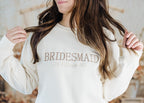 Embroidered Bridesmaid Sweatshirt, Maid of Honor Gifts, Bridal Party Gifts, Bachelorette Party Sweatshirt, Embroidered Sleeve