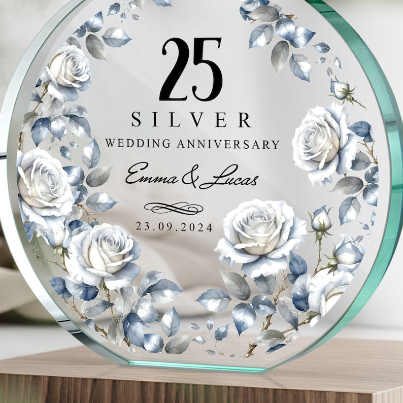 Personalised 25th Wedding Anniversary Gift | Silver Anniversary Plaque | Anniversary Keepsake Gift for Husband, Wife, Parents il_794xN.5850726832_8c2a.jpg