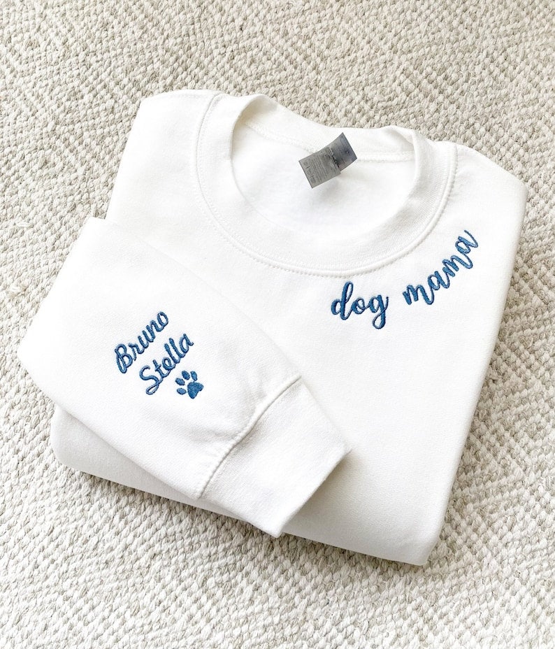 Dog Mama Embroidered Sweatshirt, Custom Embroidered Dog Mom with Pet Name on Sleeve, Gift For Dog Mom, Mother's Day Gift il_794xN.5853063904_snag.jpg