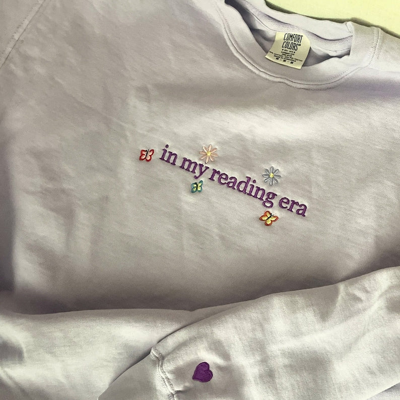 Embroidered In My Reading Era Crewneck Sweatshirt, Unisex Comfort Colors Sweatshirt, In My Reading Era Embroidery il_794xN.5881756502_ggp2.jpg?v=1743397322