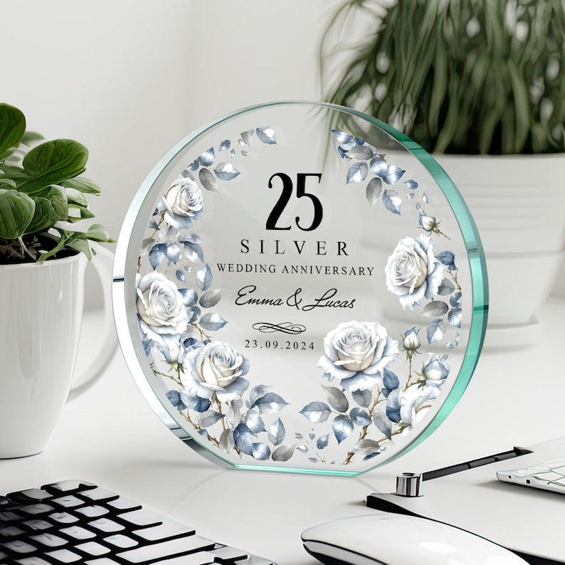 Personalised 25th Wedding Anniversary Gift | Silver Anniversary Plaque | Anniversary Keepsake Gift for Husband, Wife, Parents il_794xN.5898821841_1ade.jpg