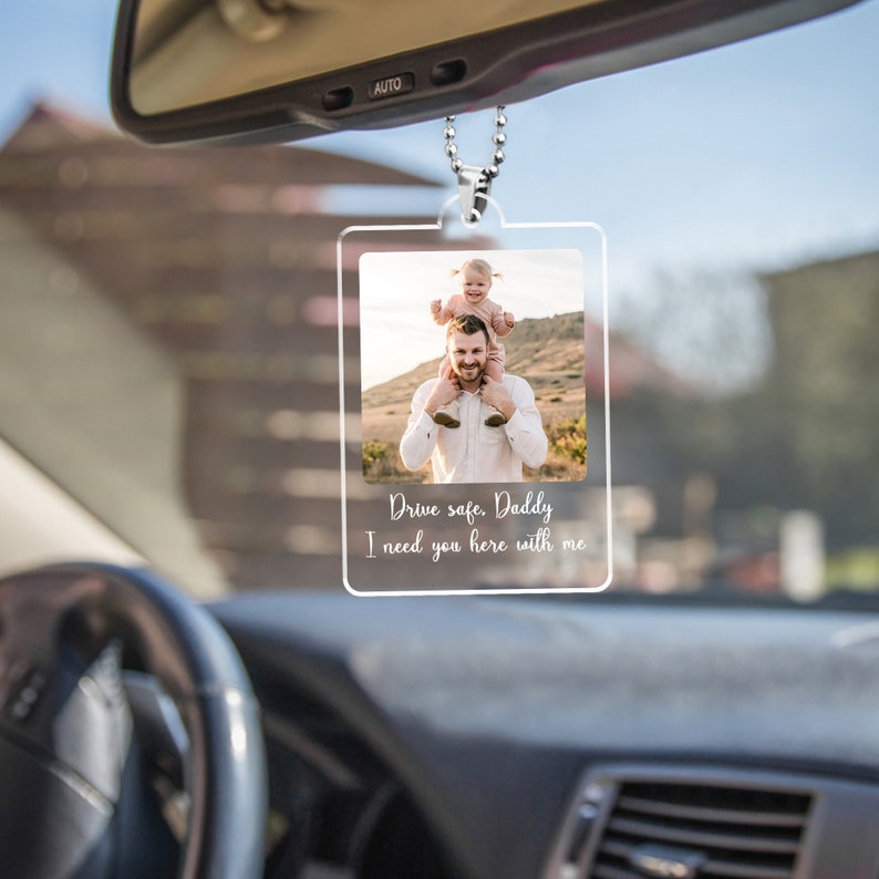 Custom Photo Car Ornament, Car Hanging, Custom Gift for Dad, Rear View Mirror Charm, Dad Gift From Daughter, Fathers Day Birthday Photo Gift il_794xN.5911316670_ecx5.jpg