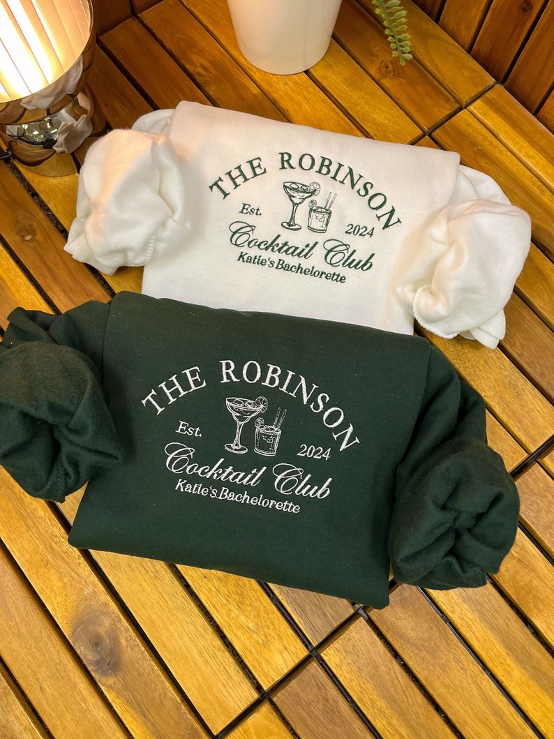 Luxury Bachelorette Crewneck Sweatshirt - Custom Embroidered Bridal Party Merch, Bridal Party Gifts, Wedding Trip Gift, custom last name