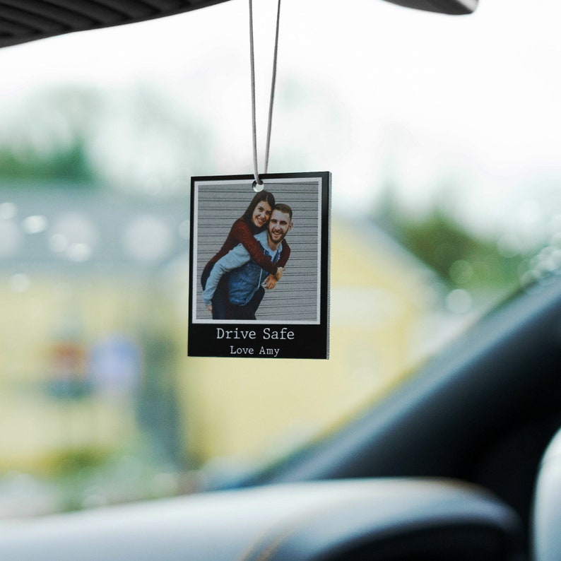 Personalised Photo Car Ornament Black Typewriter Style Hanging Car Polaroid Any Image Car Accessories Gift Idea First Car Charm Gift il_794xN.5925770659_1fhc.jpg