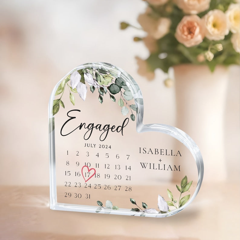 Personalized Engagement Gift, Engaged Calendar Acrylic Plaque, Engagement Gift for Couple, Engagement Keepsake Gift, Engaged Gift for Couple il_794xN.5927984998_ro57.jpg