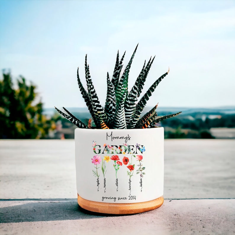 Personalized Birth Month Ceramic Flower Pot, Unique Mother's Day Gift for Her, Gift for Grandma, Mom, Wife, Indoor/Outdoor Potter Plant Pot il_794xN.5928879281_baph.jpg