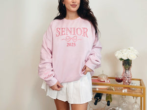 Embroidered Senior Sweatshirt, Coquette Bow, Customized Grad Gift, Crewneck Sweatshirt Graduation, Class of 2025, Personalized Senior Gift il_794xN.5929828994_csy1.jpg