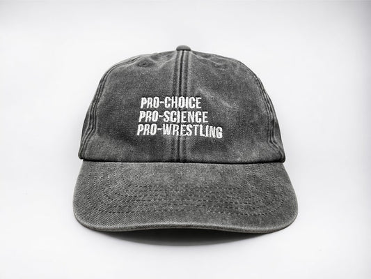 Pro-Choice, Pro-Science, Pro-Wrestling Embroidered Cap || Vivian Flytrap || Washed Vintage Style Baseball 6 Panel Dad Cap