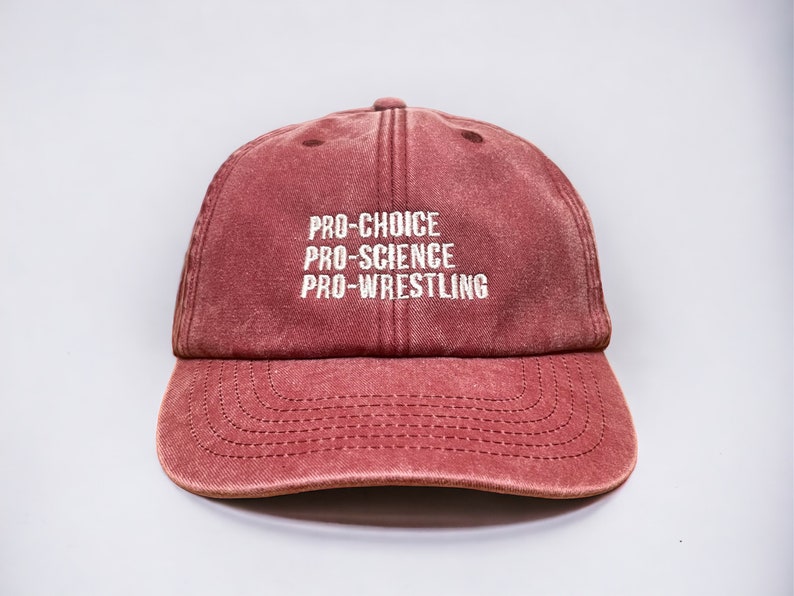 Pro-Choice, Pro-Science, Pro-Wrestling Embroidered Cap || Vivian Flytrap || Washed Vintage Style Baseball 6 Panel Dad Cap