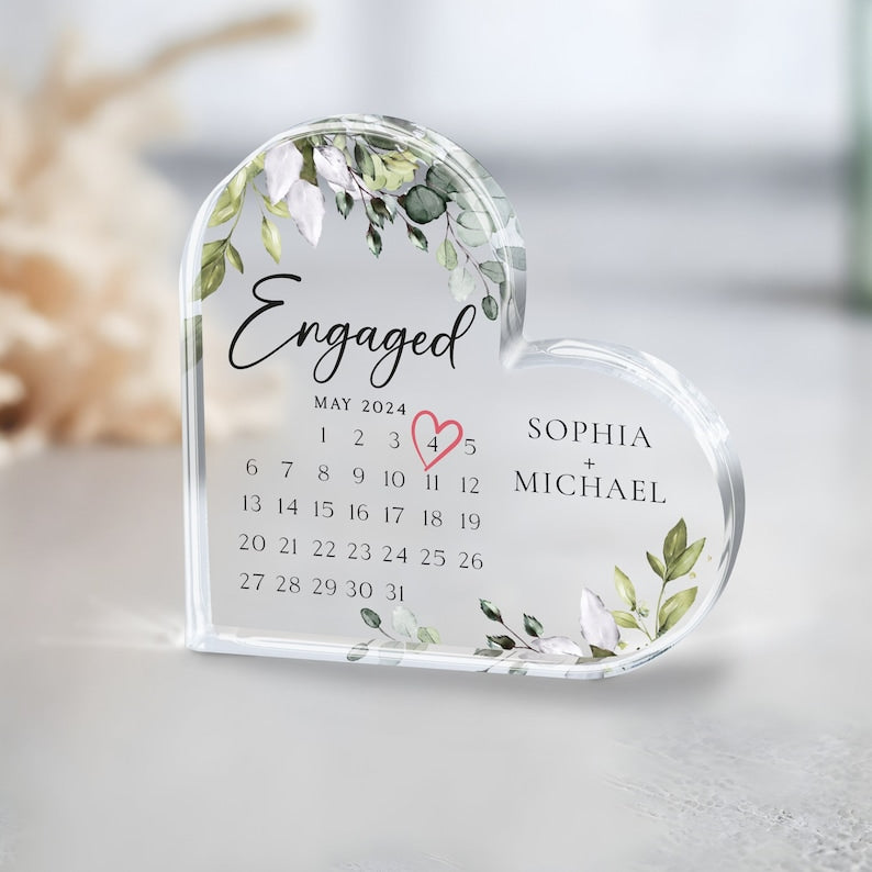Personalized Engagement Gift, Engaged Calendar Acrylic Plaque, Engagement Gift for Couple, Engagement Keepsake Gift, Engaged Gift for Couple il_794xN.5947742576_765o.jpg