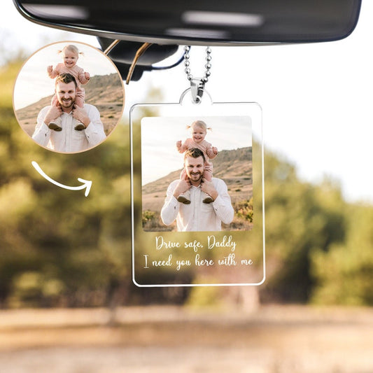 Custom Photo Car Ornament, Car Hanging, Custom Gift for Dad, Rear View Mirror Charm, Dad Gift From Daughter, Fathers Day Birthday Photo Gift il_794xN.5959420621_n7dt.jpg