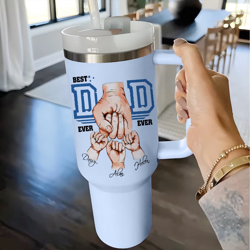 Personalized Dad Fist Bump Tumbler, Custom Kid Names Gift For Daddy, Best Dad Ever Tumbler, Dad Kids Matching Tumbler, Father's Day Gift il_794xN.5973057082_jc9j.jpg