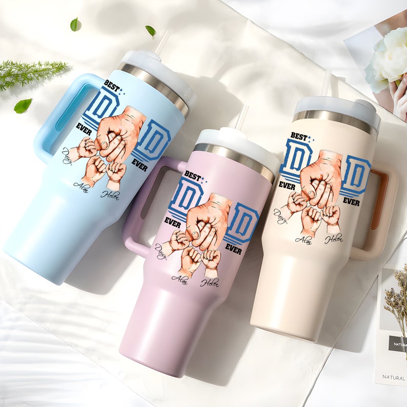 Personalized Dad Fist Bump Tumbler, Custom Kid Names Gift For Daddy, Best Dad Ever Tumbler, Dad Kids Matching Tumbler, Father's Day Gift il_794xN.5973057096_cf3m.jpg