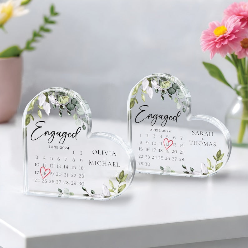 Personalized Engagement Gift, Engaged Calendar Acrylic Plaque, Engagement Gift for Couple, Engagement Keepsake Gift, Engaged Gift for Couple il_794xN.5976063731_s7my.jpg