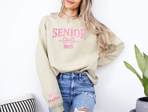 Embroidered Senior Sweatshirt, Coquette Bow, Customized Grad Gift, Crewneck Sweatshirt Graduation, Class of 2025, Personalized Senior Gift il_794xN.5977904767_bya4.jpg