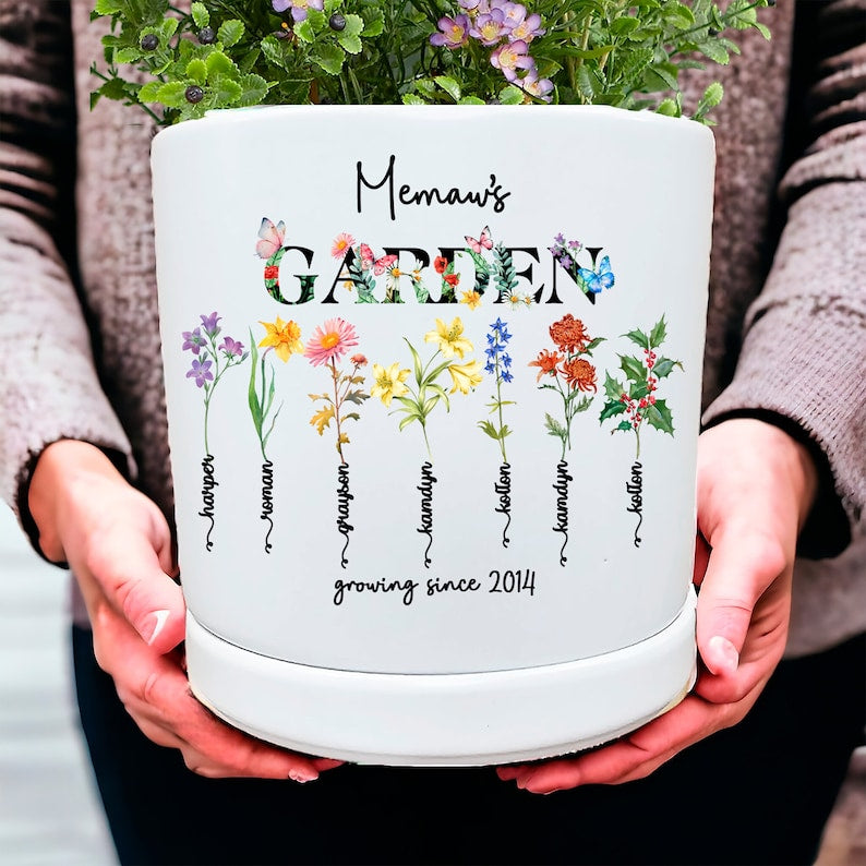Personalized Birth Month Ceramic Flower Pot, Unique Mother's Day Gift for Her, Gift for Grandma, Mom, Wife, Indoor/Outdoor Potter Plant Pot il_794xN.5978744569_j5lr.jpg