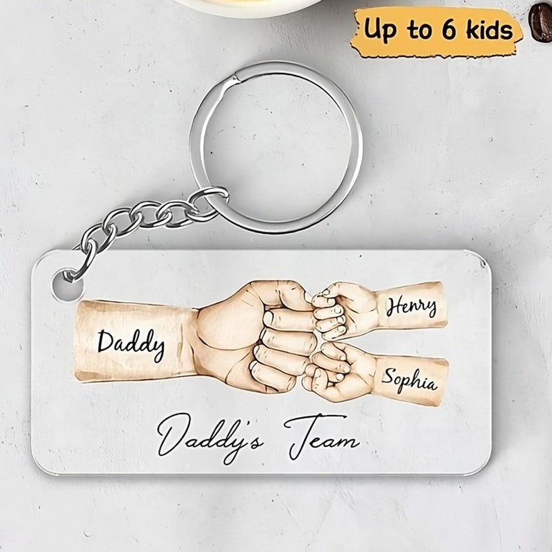 Daddy's Team Fist Bump Personalized Acrylic Keychain, Gift For Dad, Father's Day Gift il_794xN.5988594041_qycg.jpg