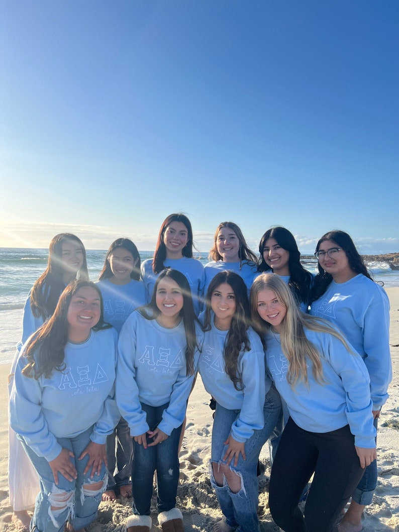 CUSTOMIZABLE Outline Stitched Sorority Crewneck and Hoodie | Big Little Family Letter Stitched Sweatshirts | Big and Little Gift