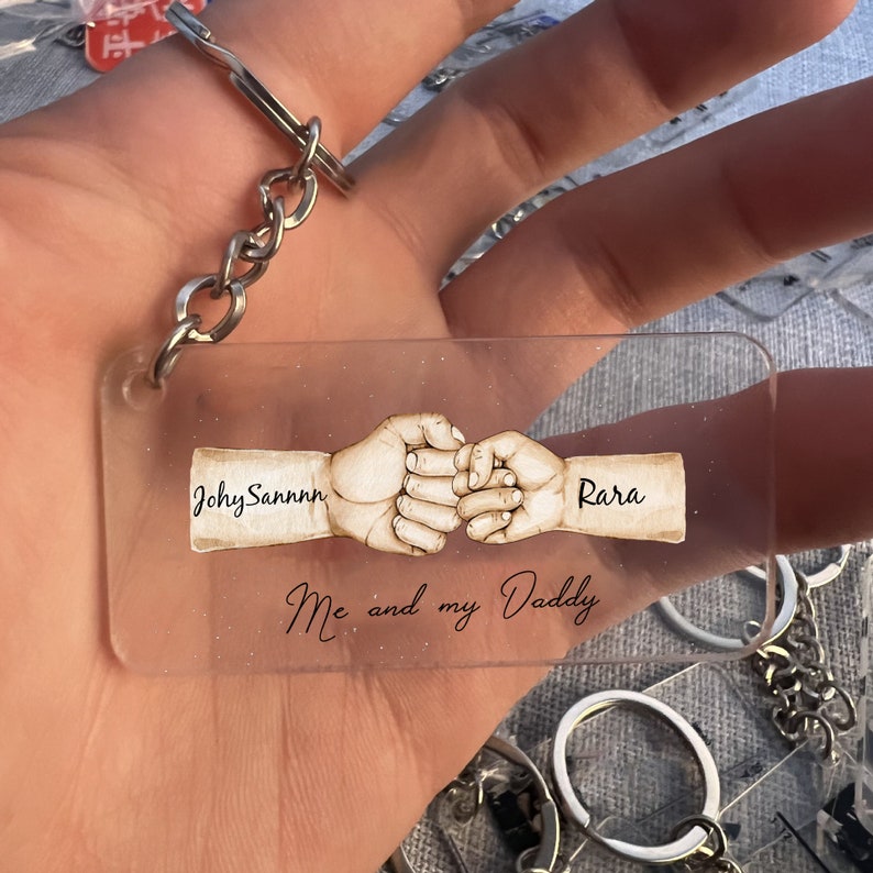 Daddy's Team Fist Bump Personalized Acrylic Keychain, Gift For Dad, Father's Day Gift il_794xN.6021532493_4zo3.jpg