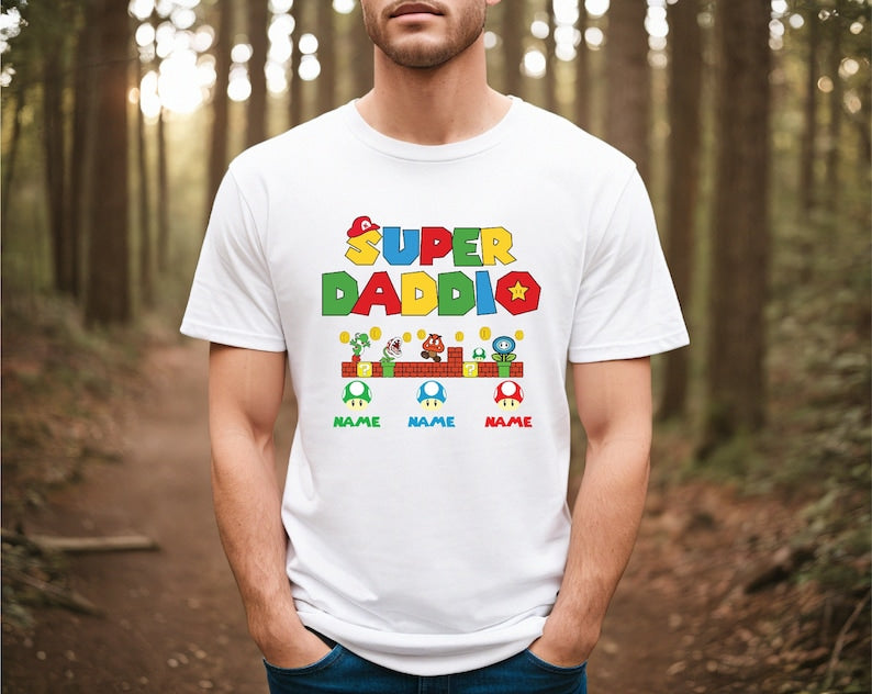 Custom Super Daddio Shirt, Personalized Kids Name Dad Shirt, Daddy Shirt, Father's Day Shirt, Gift for Dad, Super Dad Shirt ,Gamer Daddy Tee il_794xN.6024827471_levx.jpg