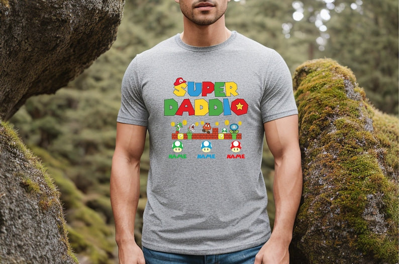 Custom Super Daddio Shirt, Personalized Kids Name Dad Shirt, Daddy Shirt, Father's Day Shirt, Gift for Dad, Super Dad Shirt ,Gamer Daddy Tee il_794xN.6024827747_p8u6.jpg
