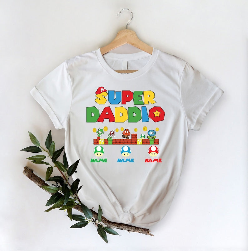 Custom Super Daddio Shirt, Personalized Kids Name Dad Shirt, Daddy Shirt, Father's Day Shirt, Gift for Dad, Super Dad Shirt ,Gamer Daddy Tee il_794xN.6024827797_tiuo.jpg