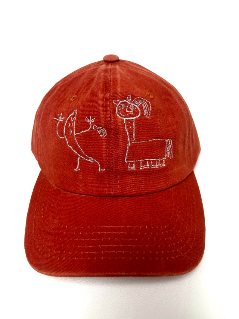 Kids Drawing Baseball Cap Gift for Mothers or Fathers Day Grandma Grandpa Gift Your Kids Artwork on Cotton Dad Hat Custom Embroidered Hat