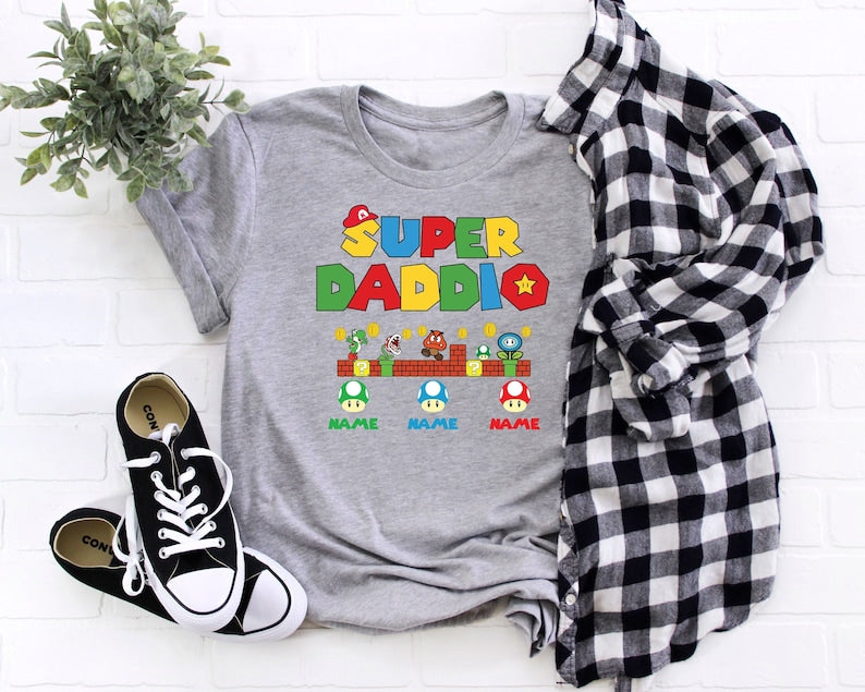 Custom Super Daddio Shirt, Personalized Kids Name Dad Shirt, Daddy Shirt, Father's Day Shirt, Gift for Dad, Super Dad Shirt ,Gamer Daddy Tee il_794xN.6026942527_fzql.jpg