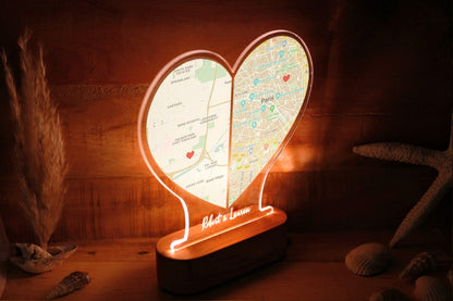 Custom Two Location Heart Night Light - Personalized Map Print - Nightlight for Long Distance Love - Engaged Couples - Anniversary Gifts il_794xN.6036868519_nk07.jpg