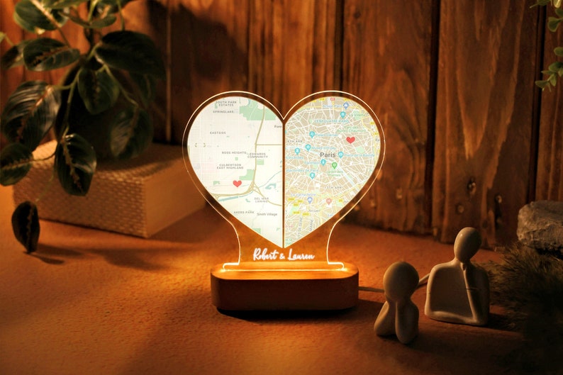 Custom Two Location Heart Night Light - Personalized Map Print - Nightlight for Long Distance Love - Engaged Couples - Anniversary Gifts il_794xN.6036875539_avc0.jpg