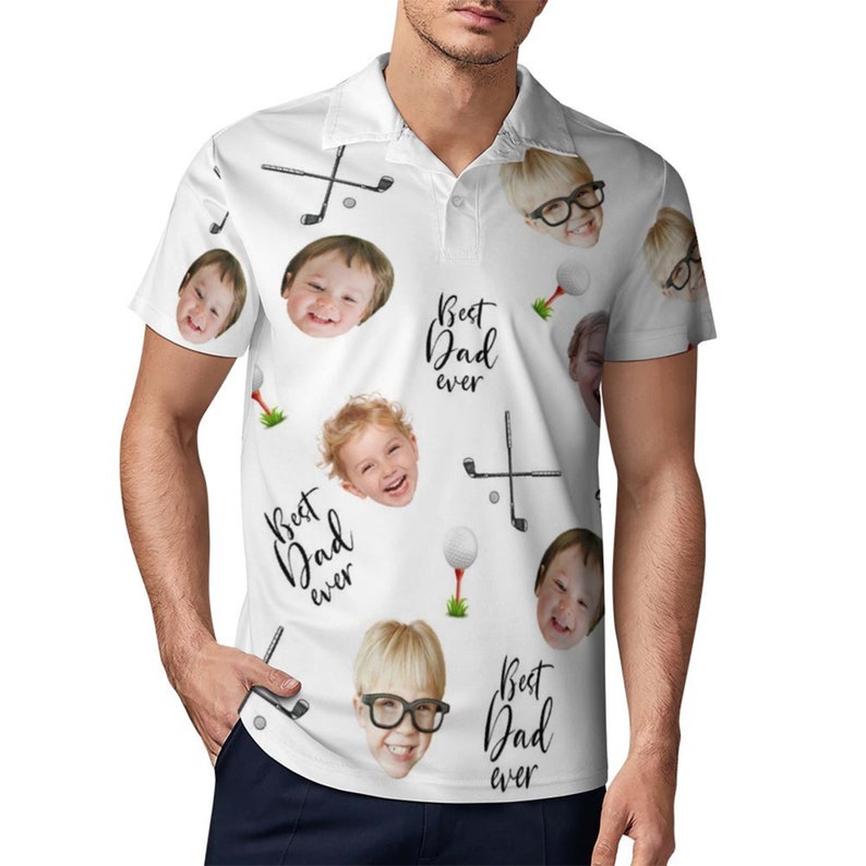 Custom Father's Day Golf Polo Shirt with Face, Custom Golf shirt, Personalized Short Sleeve Golf Shirt, Custom Polo Shirt for Dad Father Golfer il_794xN.6039446545_18qb.jpg