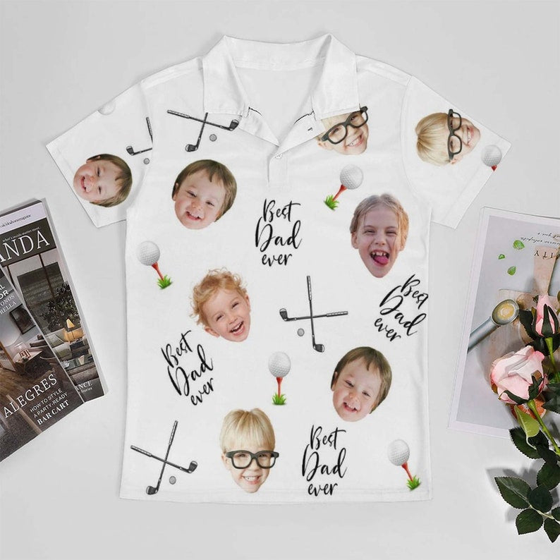 Custom Father's Day Golf Polo Shirt with Face, Custom Golf shirt, Personalized Short Sleeve Golf Shirt, Custom Polo Shirt for Dad Father Golfer il_794xN.6039446553_rb8x.jpg