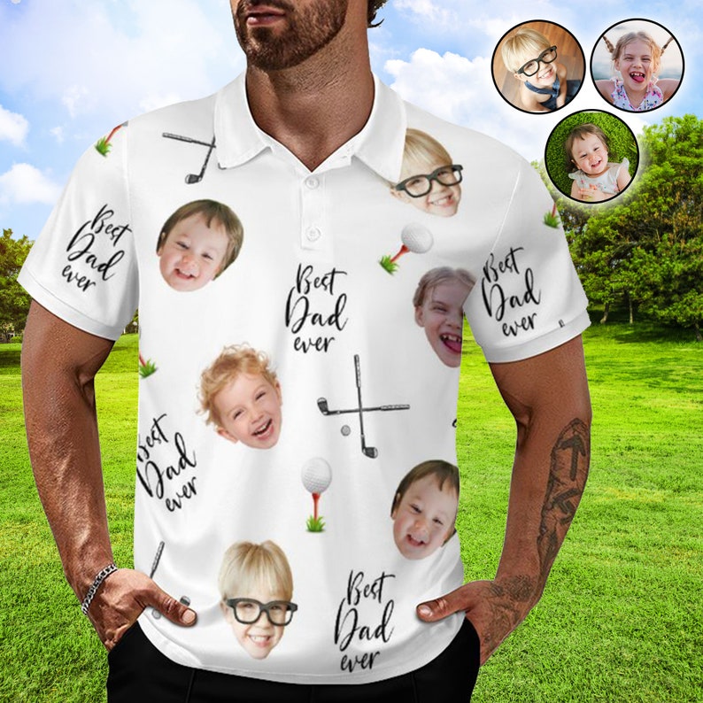 Custom Father's Day Golf Polo Shirt with Face, Custom Golf shirt, Personalized Short Sleeve Golf Shirt, Custom Polo Shirt for Dad Father Golfer il_794xN.6039446575_5dru.jpg