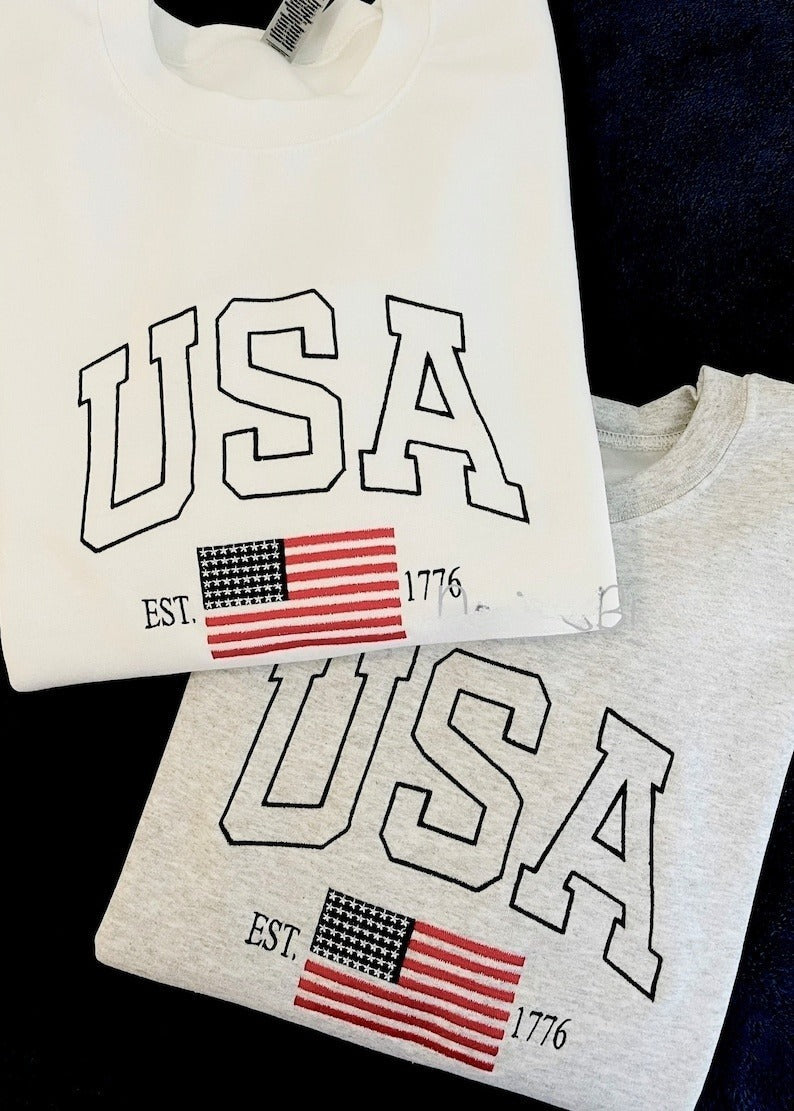 USA Flag embroidered sweatshirt, patriotic embroidered sweatshirt, American flag , gift for her il_794xN.6043360320_tdfy_1.jpg